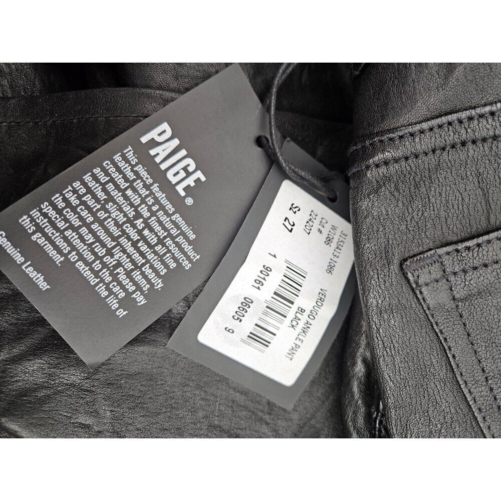 New Paige Verdugo Black Leather Pants Womens 27 Ankle Skinny - Picture 7 of 7